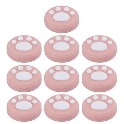 Afbeelding van Cat Paw Thumb Grip Caps 10 Stuks Vervangende Siliconen Grips Analoge Stick Cover Joystick Cap Universeel voor Switch Lite(White on Pink)