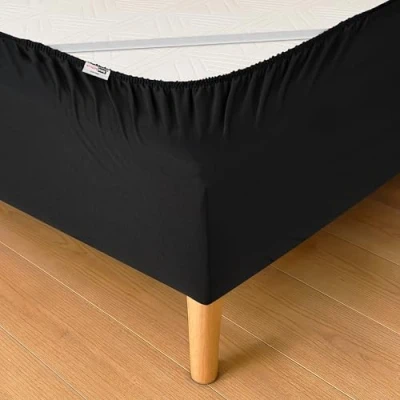 Afbeelding van WRAPPYBAG Bedrok 180 x 200 van katoen met elastieken Vernieuw en moderniseer je oude bed Kleur Zwart 6 beschikbare maten