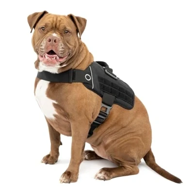 Afbeelding van Kurgo RSG Honden Townie harnas, gemakkelijk aan en uit te trekken, hondenwandelharnas, verstelbaar, MOLLE compatibel, groot zwart