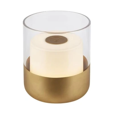 Afbeelding van BRILONER Mini led tafellamp, draadloos met glas, dimbaar bedlampje touch, bureaulamp, leeslamp, tafellamp voor buiten en binnen, campinglamp, warm wit licht, 9 x 10 cm, goudkleurig