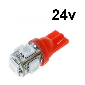 Afbeelding van T10 24 volt 5 LED 5050 SMD ROOD