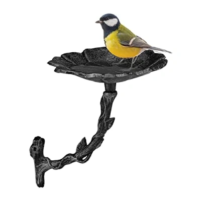 Afbeelding van Relaxdays vogelbad muur hangende vogeldrinkschaal gietijzer waterschaal vogels balkon zilver