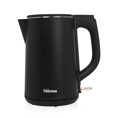 Afbeelding van Tristar Cool Touch waterkoker, 2200 watt, 1,5 liter, dubbelwandige kan, strix basis, verborgen verwarmingselement, WK 3404, zwart