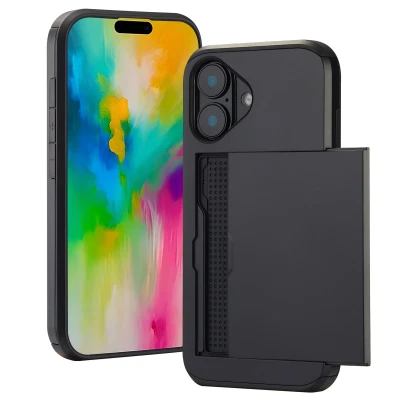 Afbeelding van Apple iPhone 16 Hoesje Met pashouder Kunststof imoshion Hardcase/Backcover Zwart Telefoonhoesje