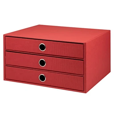 Afbeelding van Rössler Papier 1524452363 S.O.H.O. 3 vaks doos voor DIN A4, met grijpgat, rood, 343 x 250 185 mm, 1 stuk