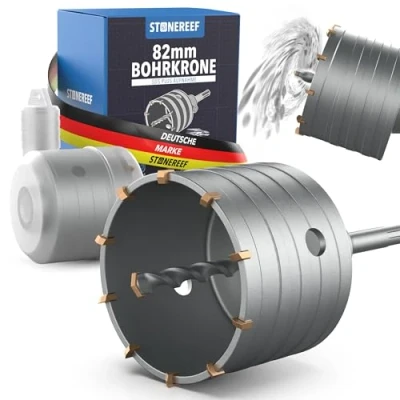 Afbeelding van STONE REEF Boor 82 mm SDS Plus stekkerboor voor metselwerk en inbouw, blikboor stopcontacten, gatboor, kernboor, hoogwaardige kroonboor, blikverzinkboor professionals