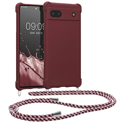 Afbeelding van kwmobile telefoonhoesjegeschikt voor Google Pixel 6a Hoesje van siliconen met telefoonkoord In bordeaux violet