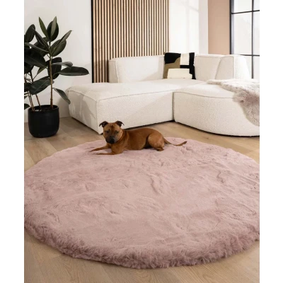 Afbeelding van Fluffy Vloerkleed Rond Comfy Deluxe Roze 80 Cm