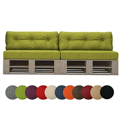 Afbeelding van Chilly Pilley Palletkussen Schuimvlokken Palletmeubilair Palletbank Rugleuning Gewatteerd Zitkussen Verwijderbare Zijkussenset (Set Van 4, Groen)