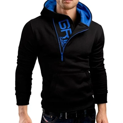 Afbeelding van Grin&amp;Bear Slim fit halfzip hoodie GEC401, zwart, L