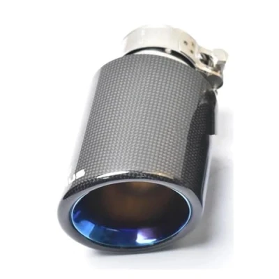 Afbeelding van Auto eindpijpen 1Pc Uitlaat Rechte Glanzende Carbon Staart Einde Tip Rvs Bevel Pijp Trim(67 101mm)