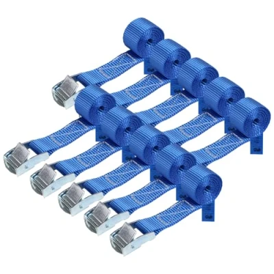 Afbeelding van BB Sport Sjorband spanband bevestigingsband met klemgesp blauw, beschikbaar in verschillende lengtes EN hoeveelheden draagvermogen tot 250 kg DIN 12195 2, 10 stucks 2.5 cm x 1 m