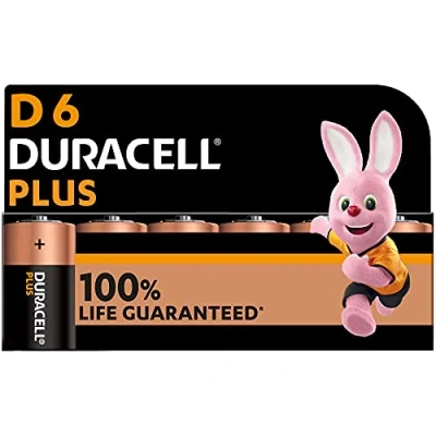 Afbeelding van Duracell Plus D batterijen (6 stuks) 1,5V alkaline 100% levensduurgarantie Betrouwbaar voor dagelijks gebruikte apparaten 0% plastic verpakking 10 jaar te bewaren LR20 MN1300