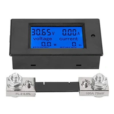 Afbeelding van Spanningsstroommeter, DC 6,5 100 V voltmeter, digitale elektrische lcd spanningsmeter, met shunt (100A stroomshunt)