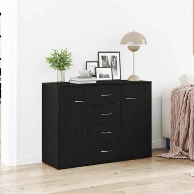 Afbeelding van vidaXL Dressoir 88x30x64 cm bewerkt hout zwart eikenkleurig