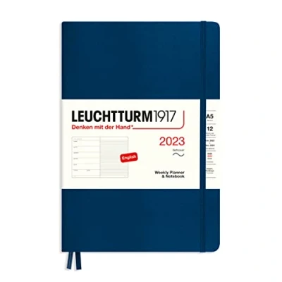 Afbeelding van LEUCHTTURM1917 365911 weekkalender &amp; notitieboek zachte kaft medium (A5) 2023, 12 maanden, marineblauw, Engels