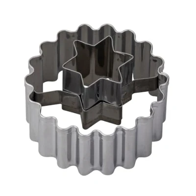 Afbeelding van Zenker uitsteekvormpjes met ster, roestvrij staal, Ø 54 x 36 mm, roestvrij, vaatwasmachinebestendig, 2 in 1 voor kerstmotieven en linzerkoekjes, zilver hoogwaardig laserlogo