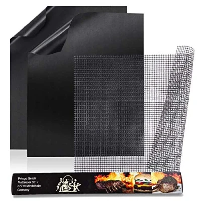 Afbeelding van Pritogo BBQ grillmat set van 3 (40 x 33 cm) oven houtskool elektrisch gas herbruikbare bakmat op maat te snijden