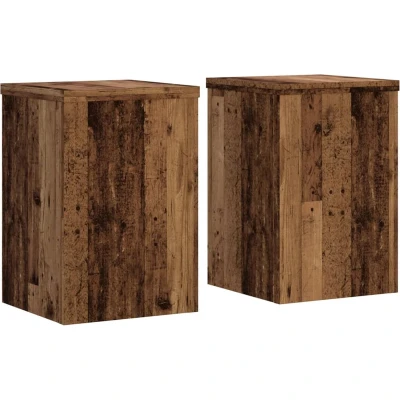 Afbeelding van Plantenstandaards 2 st 25x25x35 cm bewerkt hout oud houtkleurig