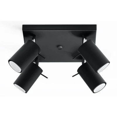 Afbeelding van LED Plafondspot zwart RING 4 x GU10 aansluiting