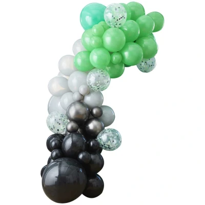 Afbeelding van Ballonnenboog Kit Groen/Grijs/Zwart 70 ballonnen