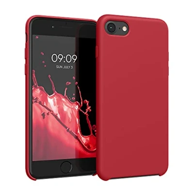 Afbeelding van kwmobile telefoonhoesje compatibel met Apple iPhone SE (2022) / (2020) 8 7 hoesje Zachte case voor smartphone Back cover in klassiek rood