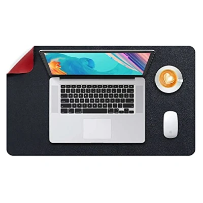 Afbeelding van Bureau Pad Grote, Bureaulegger, Uitgebreide Muis Mat, Grote Pad, Onderlegger L, DOBAOJIA Blotter, Schrijven Dual Side Gebruik PU Leer Waterdicht 60 x 35cm (Zwart/Rood)