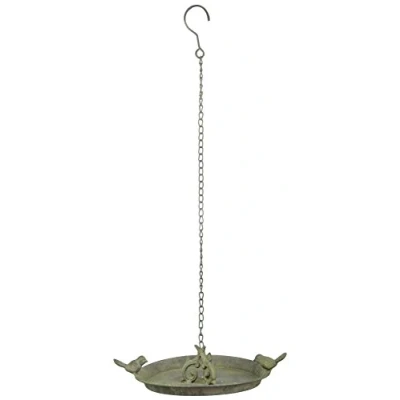 Afbeelding van Esschert Design Vogelbad Hangend Verweerd Groen 2 vogels