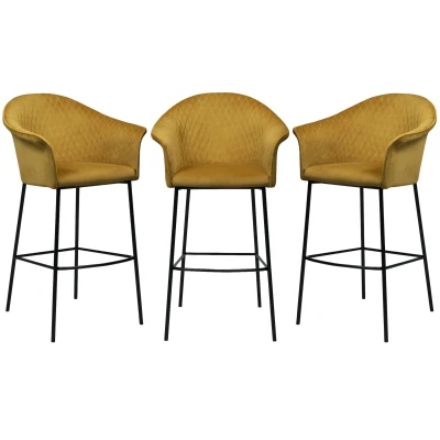 Afbeelding van Dan Form 3x Kite Barstoel Mosterd Velvet