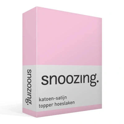 Afbeelding van Snoozing Katoen satijn Topper Hoeslaken Tweepersoons 140x220 cm Roze