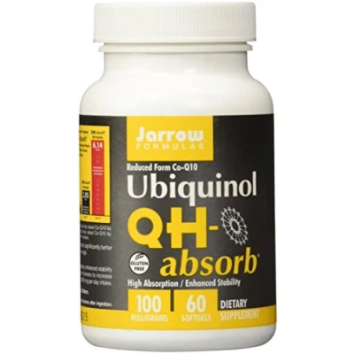 Afbeelding van QH Absorb 100mg 60 softgels ubiquinol (gereduceerd co enzym Q10) Jarrow Formulas