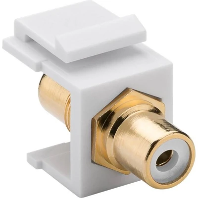 Afbeelding van Keystone module Tulp RCA (v) audio links (wit) verguld / wit
