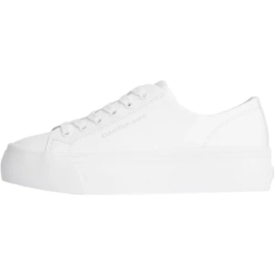 Afbeelding van Calvin Klein Jeans Flatform Sneakers laag, Dames, Maat: 41, Triple bright white Leer