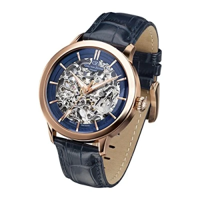 Afbeelding van Carl von Zeyten Heren analoog automatisch horloge met lederen armband CVZ0013RBL,