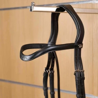 Afbeelding van Dy on Flat Leather V Shaped Browband New English Black Maat Full