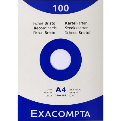 Afbeelding van Exacompta etui 100 steekkaarten bristol effen niet geperforeerd 210x297mm, Wit