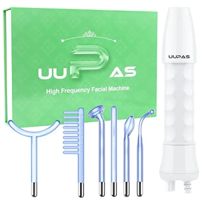 Afbeelding van hoogfrequente toverstaf UUPAS 6 in 1 blauwe gezichtsmachine met stuks verschillende buizen voor gezicht/ogen/lichaam huidverstevigende machine acne verstevigende