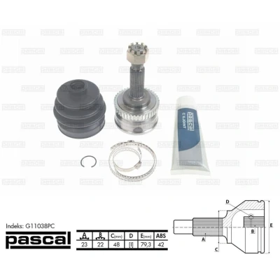 Afbeelding van Homokineet reparatie set, aandrijfas PASCAL G11038PC
