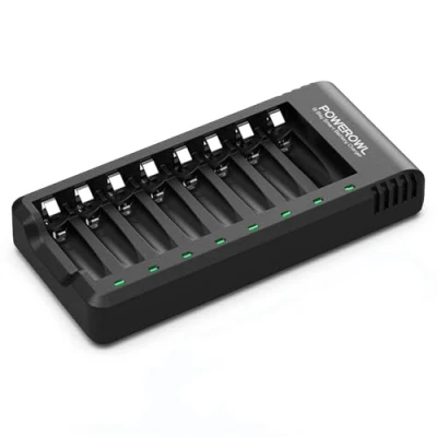 Afbeelding van POWEROWL Oplader voor Ni MH/Ni CD AA/AAA oplaadbare batterijen, onafhankelijke sleuf &amp; USB snel opladen, led display (oplader met 8 sleuven, zonder batterijen)