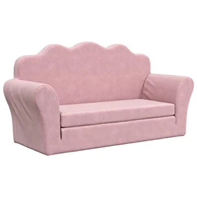 Afbeelding van Kinderslaapbank 2 zits zacht pluche roze