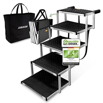 Afbeelding van Hondentrap voor de auto, 65 cm, 5 traps hondentrap, grote honden tot 70 kg, extra stabiele hondenhelling, inklapbaar, perfecte instaphulp helling, hondentrappen, hondenladder