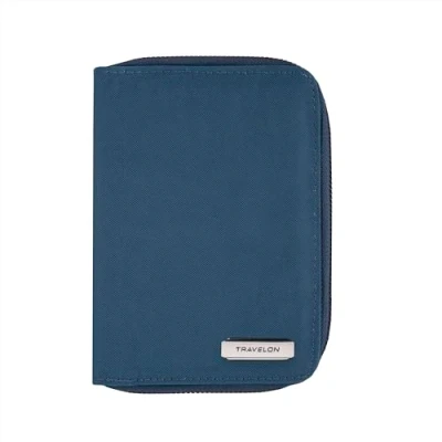 Afbeelding van Travelon Rfid blokkeren Paspoort rits portemonnee, Oceaan, 4 x6 .5, Blokkerende Zip Portemonnee