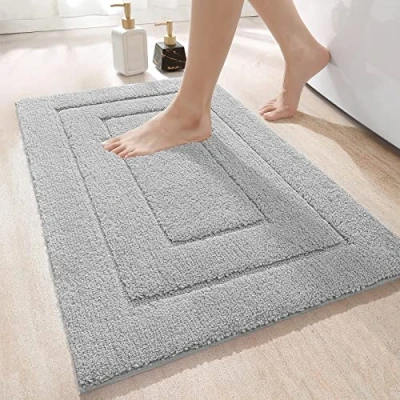 Afbeelding van Dexi badmat, antislip, zacht badkamertapijt, waterabsorberende machinewasbaar, badmat voor douche, bad en toilet, lichtgrijs, 40 x 60 cm