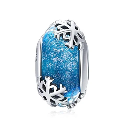 Afbeelding van Murano glas kraal Sterling zilveren kern bedels voor Pandora charme armbanden, kristal zilver, Geen edelsteen