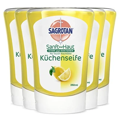 Afbeelding van Sagrotan No Touch Navulling keukenzeep citrus voor de automatische zeepdispenser 5 x 250 ml handzeep