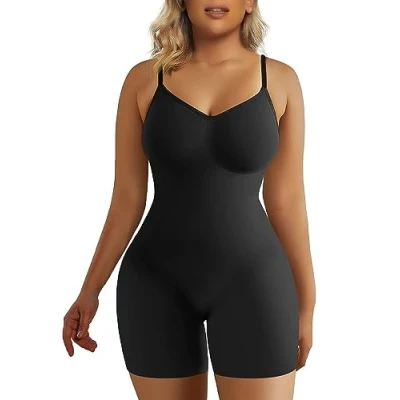 Afbeelding van SHAPERX Shapewear voor vrouwen. Buikcontrole bodysuit met billenlifting, bodyshaper het hele lichaam, Zwart, L XL