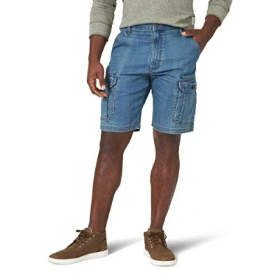 Afbeelding van Wrangler Authentics Heren Big &amp; Tall Classic Relaxed Fit Stretch Cargo Korte Broek Heren, Kleding Medium Tint Denim, 48