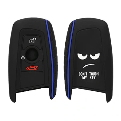 Afbeelding van kwmobile autosleutel hoesje geschikt voor BMW 3 knops draadloze (alleen Keyless Go) hoes TPU behuizing Beschermende auto sleutel case Sleuteletui in wit / zwart blauw
