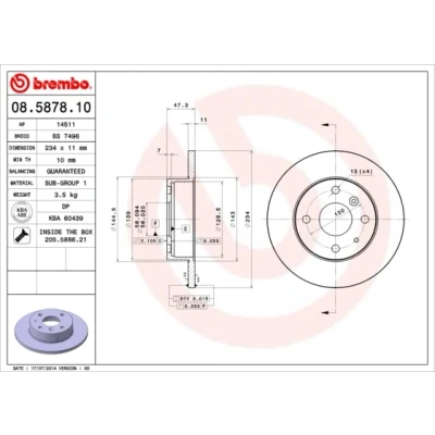 Afbeelding van Brembo Remschijf 08.5878.10