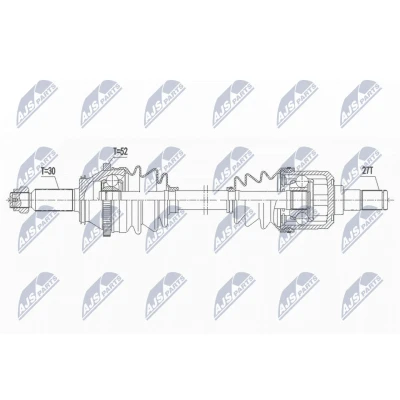 Afbeelding van NTY NPW HY 601 Aandrijfas Achteras links, rechts 830mm HYUNDAI: Santa Fe II (CM) 2.2 CRDi GLS 4x4, 2.7 4x4